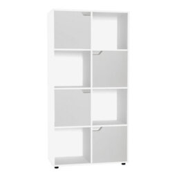 Urbn-Living Urbnliving 119Cm Height 8 Cubes White Wooden Bookcase Shelving Display Shelf White Door Storage Unit - thumbnail 2