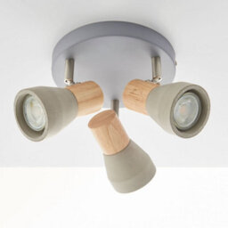 Pagazzi Lighting Pagazzi Stoneleigh 3 Light Concrete & Wood Effect Ceiling Spotlight Plate - thumbnail 4