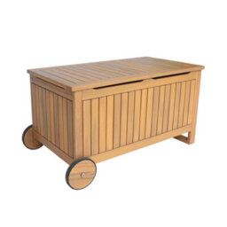 Sweeek - Acacia Wood Garden Chest With Wheels 119L Teak Coloured 92 Cm - Kivo - thumbnail 2