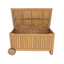 Sweeek - Acacia Wood Garden Chest With Wheels 119L Teak Coloured 92 Cm - Kivo - thumbnail 6