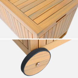 Sweeek - Acacia Wood Garden Chest With Wheels 119L Teak Coloured 92 Cm - Kivo - thumbnail 7