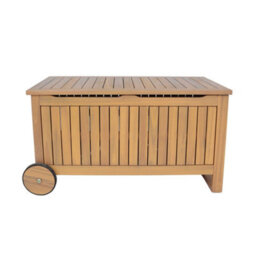 Sweeek - Acacia Wood Garden Chest With Wheels 119L Teak Coloured 92 Cm - Kivo - thumbnail 4