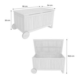 Sweeek - Acacia Wood Garden Chest With Wheels 119L Teak Coloured 92 Cm - Kivo - thumbnail 5