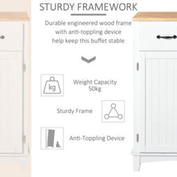 Homcom Simple Kitchen Cupboard Storage Cabinet W/ Drawer Living & Dining Room - thumbnail 5