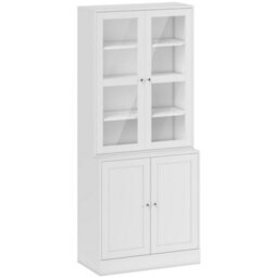 Wyld Haus Mola Colu White Wood And Glass Display Bookcase With Adjustable Shelves And Glass Doors 178.5Cm - thumbnail 1