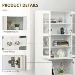 Wyld Haus Mola Colu White Wood And Glass Display Bookcase With Adjustable Shelves And Glass Doors 178.5Cm - thumbnail 6