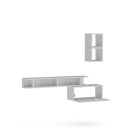 Decorotika Tampere Moduler Modern Tv Unit Wall Mount Customizable Layout High Gloss White - thumbnail 5
