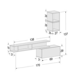 Decorotika Tampere Moduler Modern Tv Unit Wall Mount Customizable Layout High Gloss White - thumbnail 6