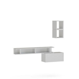 Decorotika Tampere Moduler Modern Tv Unit Wall Mount Customizable Layout High Gloss White - thumbnail 4