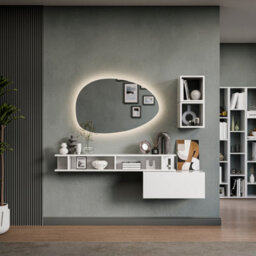 Decorotika Tampere Moduler Modern Tv Unit Wall Mount Customizable Layout High Gloss White - thumbnail 1