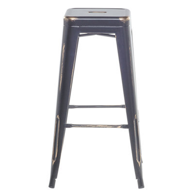 Wyld and Coco Urban Loft Industrial Stackable Bar Stools Set Of 2, Matte Black With Gold Steel Frame, 76 Cm Counter Height - image 1