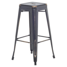 Wyld and Coco Urban Loft Industrial Stackable Bar Stools Set Of 2, Matte Black With Gold Steel Frame, 76 Cm Counter Height - thumbnail 5