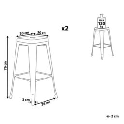 Wyld and Coco Urban Loft Industrial Stackable Bar Stools Set Of 2, Matte Black With Gold Steel Frame, 76 Cm Counter Height - thumbnail 4