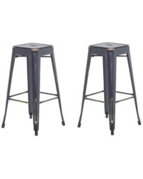 Wyld and Coco Urban Loft Industrial Stackable Bar Stools Set Of 2, Matte Black With Gold Steel Frame, 76 Cm Counter Height - thumbnail 3