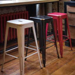Wyld and Coco Urban Loft Industrial Stackable Bar Stools Set Of 2, Matte Black With Gold Steel Frame, 76 Cm Counter Height - thumbnail 2