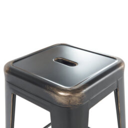 Wyld and Coco Urban Loft Industrial Stackable Bar Stools Set Of 2, Matte Black With Gold Steel Frame, 76 Cm Counter Height - thumbnail 6