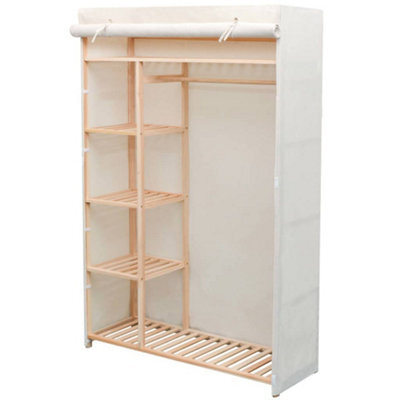 Berkfield Wardrobe Fabric And Pinewood 110X40X170 Cm - image 1