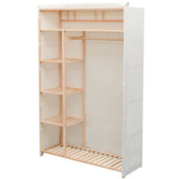 Berkfield Wardrobe Fabric And Pinewood 110X40X170 Cm - thumbnail 3