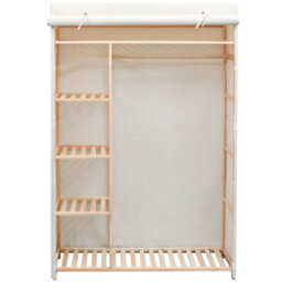 Berkfield Wardrobe Fabric And Pinewood 110X40X170 Cm - thumbnail 2