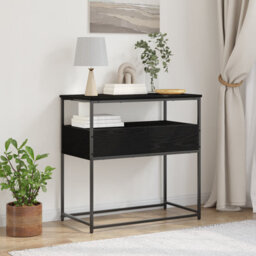 Walplus Console Table With Drawer With Shelf Black Oak 75 X 40 X 75 Cm - thumbnail 1