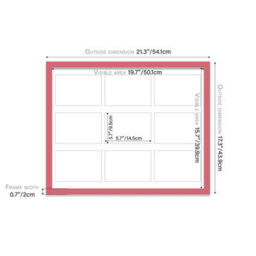 20X16 Inch 9 Opening Photo Collage Frame, Display Nine 6X4 Inch Photos, Multi Aperture Family Picture Frame, Pink - thumbnail 4