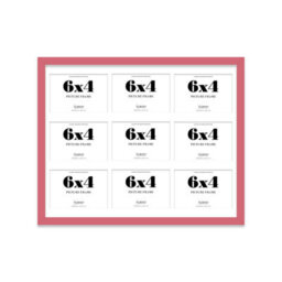 20X16 Inch 9 Opening Photo Collage Frame, Display Nine 6X4 Inch Photos, Multi Aperture Family Picture Frame, Pink - thumbnail 2