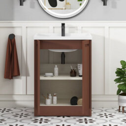 Royal Bathrooms Elmore 600mm Floor Standing 2 Door Bathroom Vanity Unit With Traditional Ceramic Basin Sink - Terracotta Clay - thumbnail 5