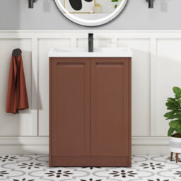 Royal Bathrooms Elmore 600mm Floor Standing 2 Door Bathroom Vanity Unit With Traditional Ceramic Basin Sink - Terracotta Clay - thumbnail 3