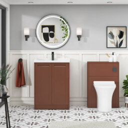 Royal Bathrooms Elmore 600mm Floor Standing 2 Door Bathroom Vanity Unit With Traditional Ceramic Basin Sink - Terracotta Clay - thumbnail 4