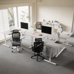 Flexispot Height Adjustable L-Shaped Standing Desk With Desktop In White - thumbnail 9