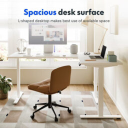 Flexispot Height Adjustable L-Shaped Standing Desk With Desktop In White - thumbnail 7
