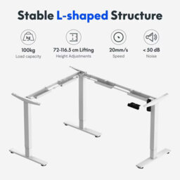 Flexispot Height Adjustable L-Shaped Standing Desk With Desktop In White - thumbnail 3