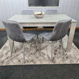Kosy Koala Modern Grey Dining Table Set With 4 Grey Velvet Chairs - Kitchen Dining Room Furniture - thumbnail 4