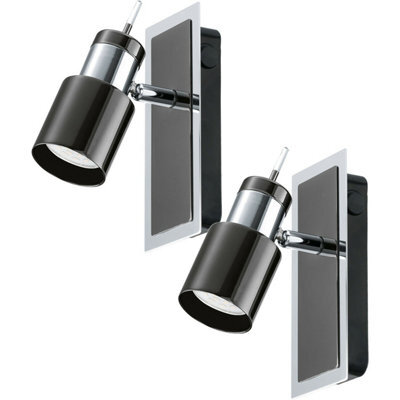 2 Pack Modern Wall Spot Light With Colour Back Plate And Shade In Nickel Black - Gu10 5W Included - image 1