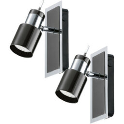 2 Pack Modern Wall Spot Light With Colour Back Plate And Shade In Nickel Black - Gu10 5W Included - thumbnail 1