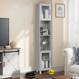 Bathroom Tall Cabinet Slim Freestanding Storage Organizer Cupboard - thumbnail 6