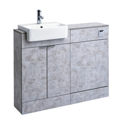 Homestylestore 1050mm Concrete Grey Bathroom Combination Vanity Toilet Wc Unit And Chrome Finger Pull Handles - image 1