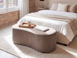 Beliani Modern Ottoman Amal Fabric Taupe - thumbnail 2