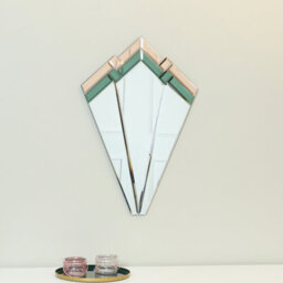 Melody Maison Green & Pink Glass Art Deco Fan Wall Mirror 60Cm X 40Cm - thumbnail 2