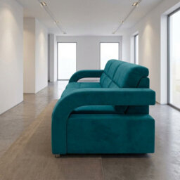 Upholstered Living Room Sofa Bed With Ottoman Foam Filling Wavy Springs Plastic Legs Wooden Frame Turquoise - thumbnail 3