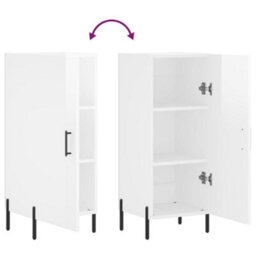 Berkfield Modern Sideboard High Gloss White 34.5X34X90 Cm Engineered Wood - thumbnail 9