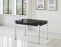 Furnizone UK Grande 6-8 Seater Dining Table - Extending Dining Table - Black Glass And Chrome Metal Legs Dining Table - thumbnail 5