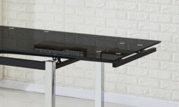 Furnizone UK Grande 6-8 Seater Dining Table - Extending Dining Table - Black Glass And Chrome Metal Legs Dining Table - thumbnail 6