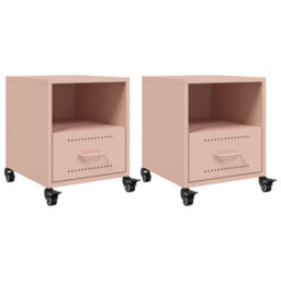 Berkfield Bedside Cabinets 2 Pcs Pink 36X39X43.5 Cm Steel - thumbnail 2