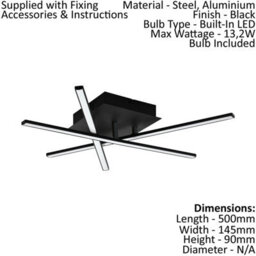 Elegant Black Flush Ceiling Light With White Shade And Led Bulb - 13.2W Included - thumbnail 2