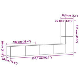Berkfield 3 Piece Tv Cabinet Set Wall-Mounted Artisan Oak Engineered Wood - thumbnail 9