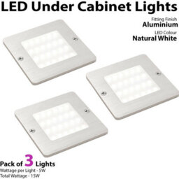 3 Pack Of Ultra-Slim Aluminium Led Under Cabinet Lights With Driver - Natural White - thumbnail 2