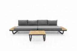 Garden Store Direct Pebble Bay Corner Sofa Set With Faux Wood Tables In Dark Grey - thumbnail 5