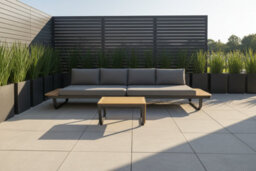 Garden Store Direct Pebble Bay Corner Sofa Set With Faux Wood Tables In Dark Grey - thumbnail 2