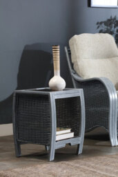Desser Madrid Grey Natural Rattan Lamp Table With Glass Top Real Cane Wicker Side Table - H59Cm X W41Cm X D41Cm - thumbnail 3